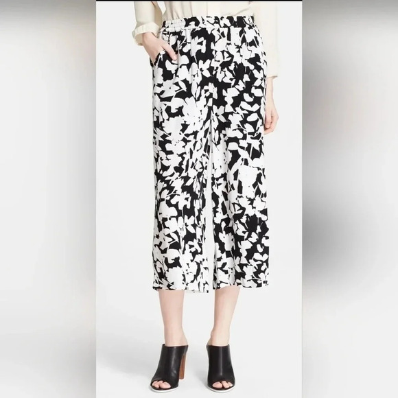 Kate Spade New York Synna Leaf Tropical Pants black white Sz L Tropical Vacation - Picture 1 of 10